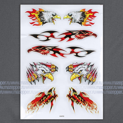 Набор наклеек "Орлы" 300х215 мм. (красно-жёлтый) 8 шт. (А013) Mazepper