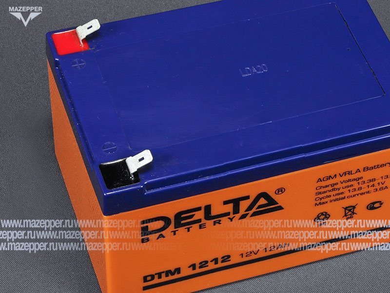 Аккумулятор 12V 12Ah (DTM1212) "DELTA" (AGM VRLA) 151х98х95 (электромашины, ИБП) Mazepper