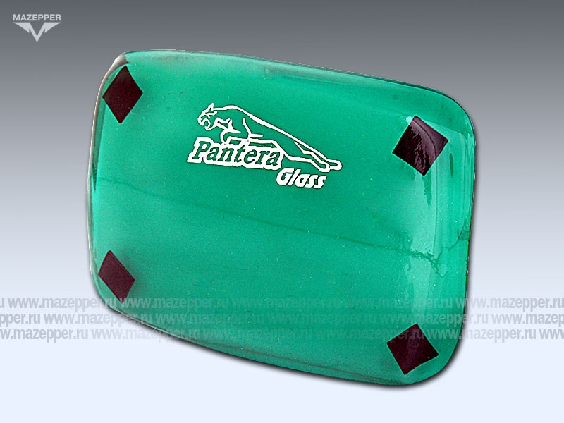 Накладка стекла фары "Dingo, Zodiak" (прямоугольная, зелёная) Pantera Glass Mazepper