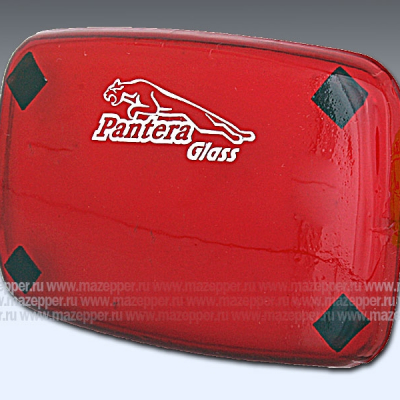 Накладка стекла фары "Dingo, Zodiak" (прямоугольная, красная) Pantera Glass Mazepper