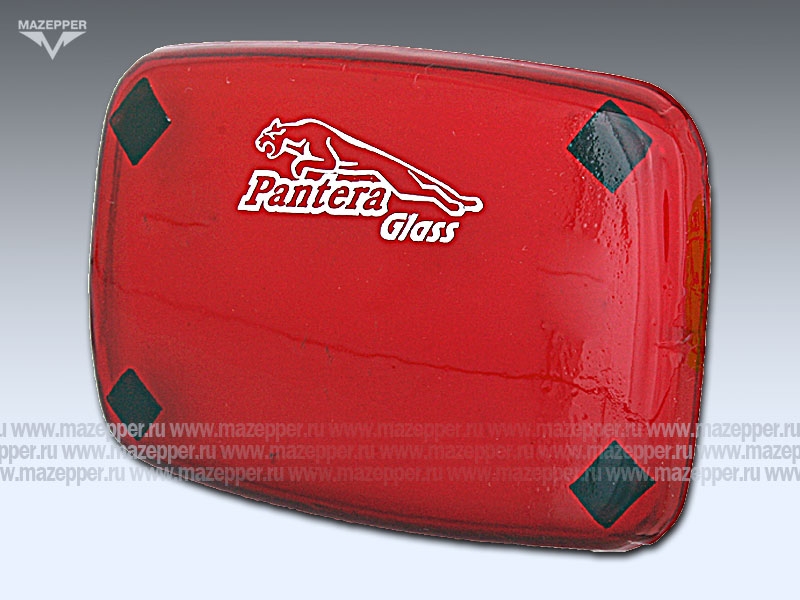Накладка стекла фары "Dingo, Zodiak" (прямоугольная, красная) Pantera Glass Mazepper