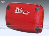 Накладка стекла фары "Dingo, Zodiak" (прямоугольная, красная) Pantera Glass Mazepper