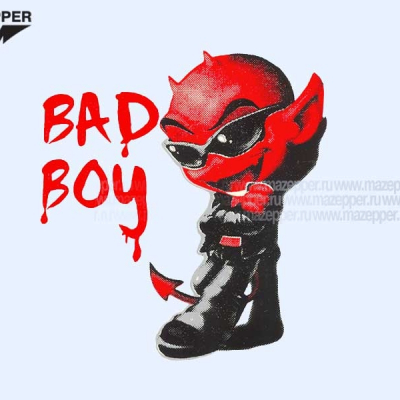 Наклейка "BAD BOY" 115х90 мм. (красная) Mazepper