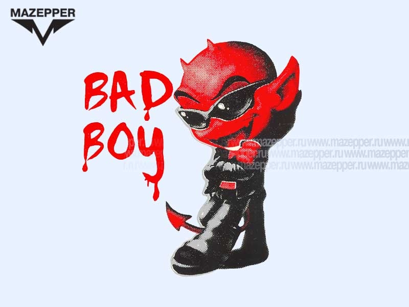 Наклейка "BAD BOY" 115х90 мм. (красная) Mazepper