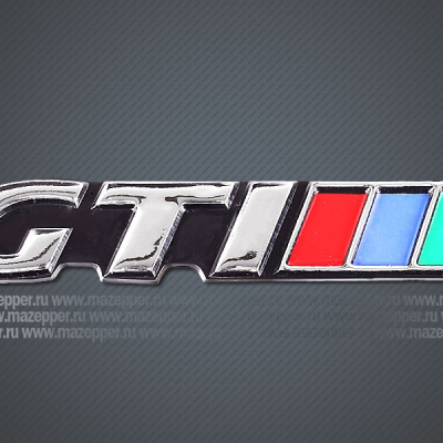 Наклейка "GTI" 125х25 мм. (объемная, покрытие хром.) Mazepper