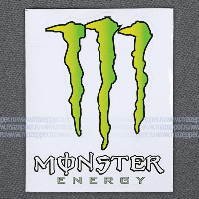 Наклейка "MONSTER Energy" 105х130 мм. (бело-зелёная) Mazepper