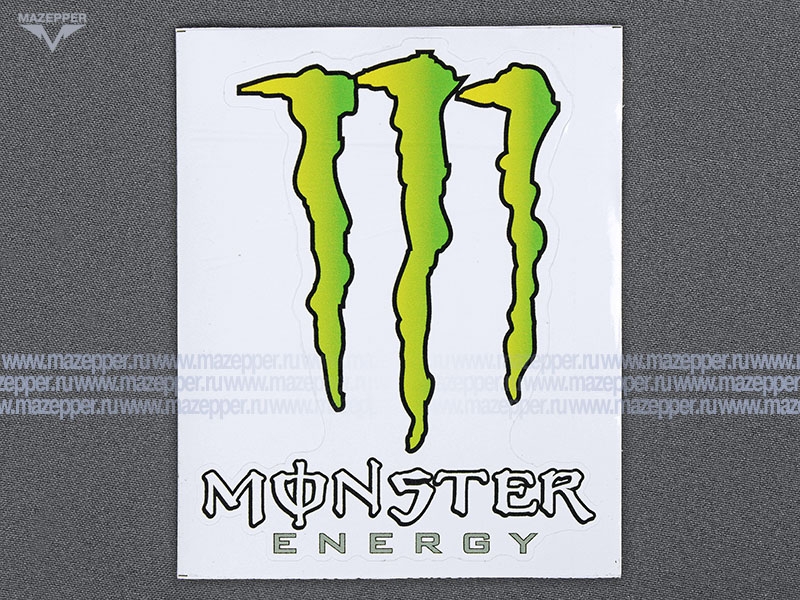 Наклейка "MONSTER Energy" 105х130 мм. (бело-зелёная) Mazepper