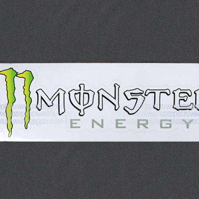 Наклейка "MONSTER Energy" 330х105 мм. (бело-зелёная) Mazepper