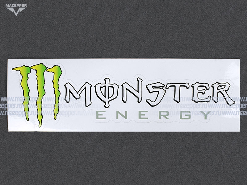 Наклейка "MONSTER Energy" 330х105 мм. (бело-зелёная) Mazepper