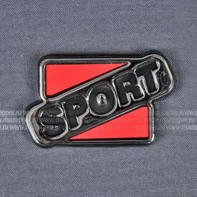 Наклейка "Sport" 60х40 мм. (объемная, красная, покрытие хром.) Mazepper