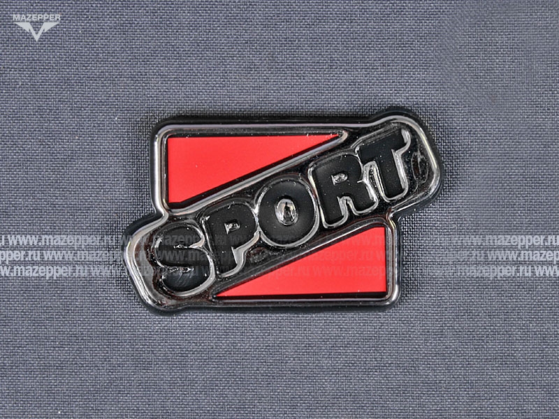 Наклейка "Sport" 60х40 мм. (объемная, красная, покрытие хром.) Mazepper