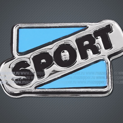 Наклейка "Sport" 60х40 мм. (объемная, синяя, покрытие хром.) Mazepper