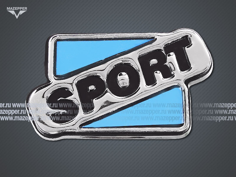 Наклейка "Sport" 60х40 мм. (объемная, синяя, покрытие хром.) Mazepper