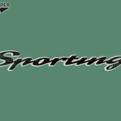 Наклейка "Sportingt" 165х30 мм. (черная с серой окантовкой) Mazepper