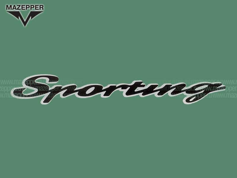 Наклейка "Sportingt" 165х30 мм. (черная с серой окантовкой) Mazepper