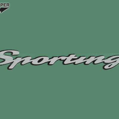 Наклейка "Sportingt" 200х30 мм. (серая с черной окантовкой) Mazepper