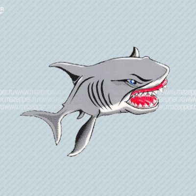 Наклейка "Акула" 95х60мм. синий глаз (правая) Mazepper