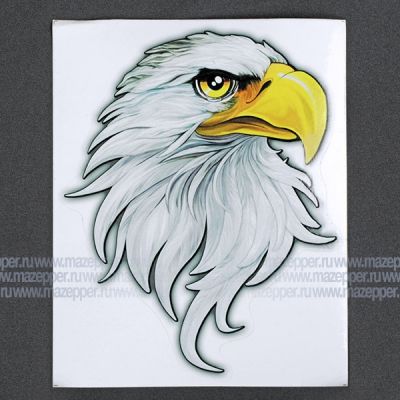 Наклейка "Голова орла" 180х145 мм. (жёлто-голубая) Mazepper