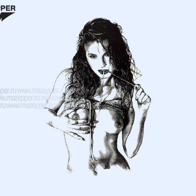 Наклейка "Девушка с соломинкой" 165х115 мм. Mazepper