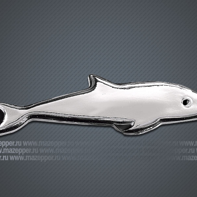 Наклейка "Дельфин" 115х30 мм. (объемная, покрытие хром.) Mazepper