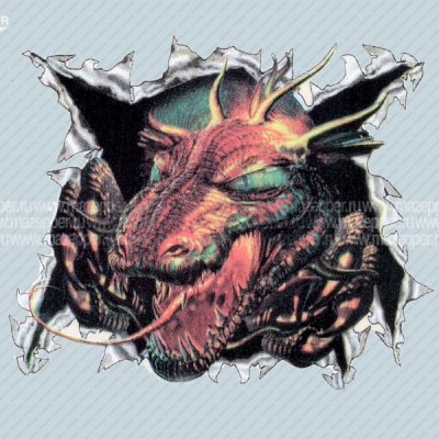 Наклейка "Дракон" 100х80 мм. (зеленый) левая Mazepper