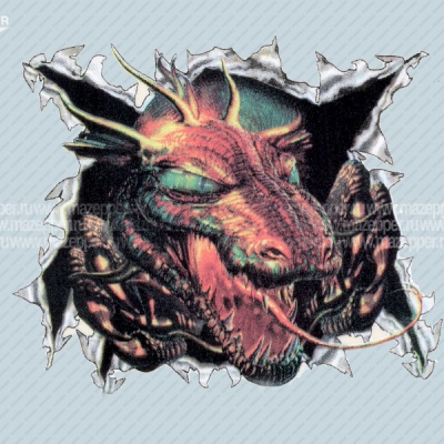 Наклейка "Дракон" 100х80 мм. (зеленый) правая Mazepper