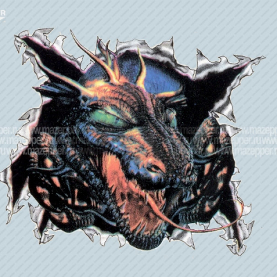 Наклейка "Дракон" 100х80 мм. (синий) правая Mazepper