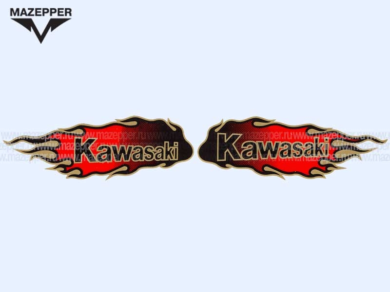 Наклейка "Огонь "Kawasaki" 130х40 мм. (левая) Mazepper