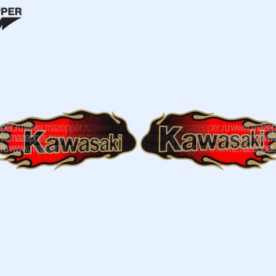 Наклейка "Огонь "Kawasaki" 130х40 мм. (правая) Mazepper