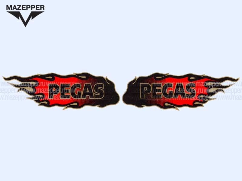 Наклейка "Огонь "Pegas" 125х40 мм. (левая) Mazepper