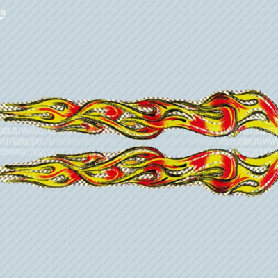 Наклейка "Огонь пламя" 330х50 мм. (жёлто-красная, голографическая) левая Mazepper