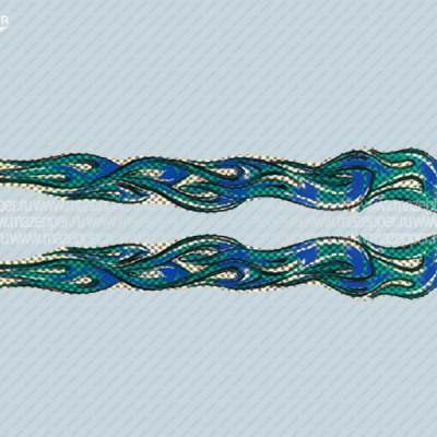 Наклейка "Огонь пламя" 330х50 мм. (зелёно-синяя, голографическая) левая Mazepper