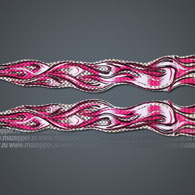 Наклейка "Огонь пламя" 330х50 мм. (красно-белая, голографическая) левая Mazepper