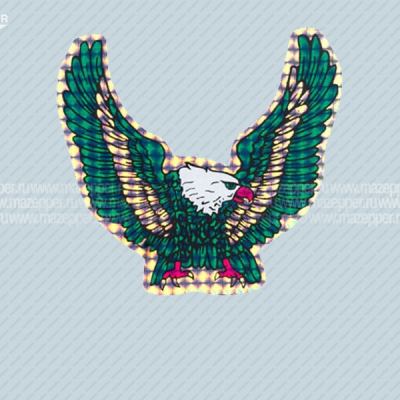 Наклейка "Орел" крылья вверх (110х110 мм.) зелёная, голографическая, правая Mazepper