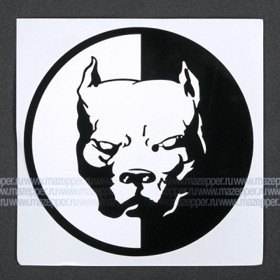 Наклейка "Питбуль" D=140 мм. (чёрно-белая) Mazepper