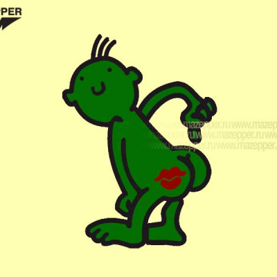 Наклейка "Поцелуй в зад" 85х65 мм. (зеленая) Mazepper