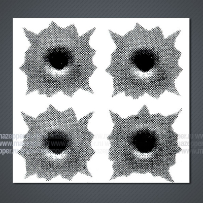 Наклейка "Пулевое отверстие" 65х65 мм. (4 отв.) Mazepper
