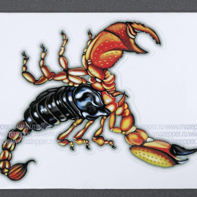 Наклейка "Скорпион" 175х145 мм. (красно-синяя) Mazepper