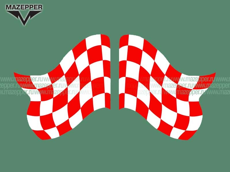 Наклейка "Флаг сигнальный" 110х95 мм. (красно-белый) левая Mazepper
