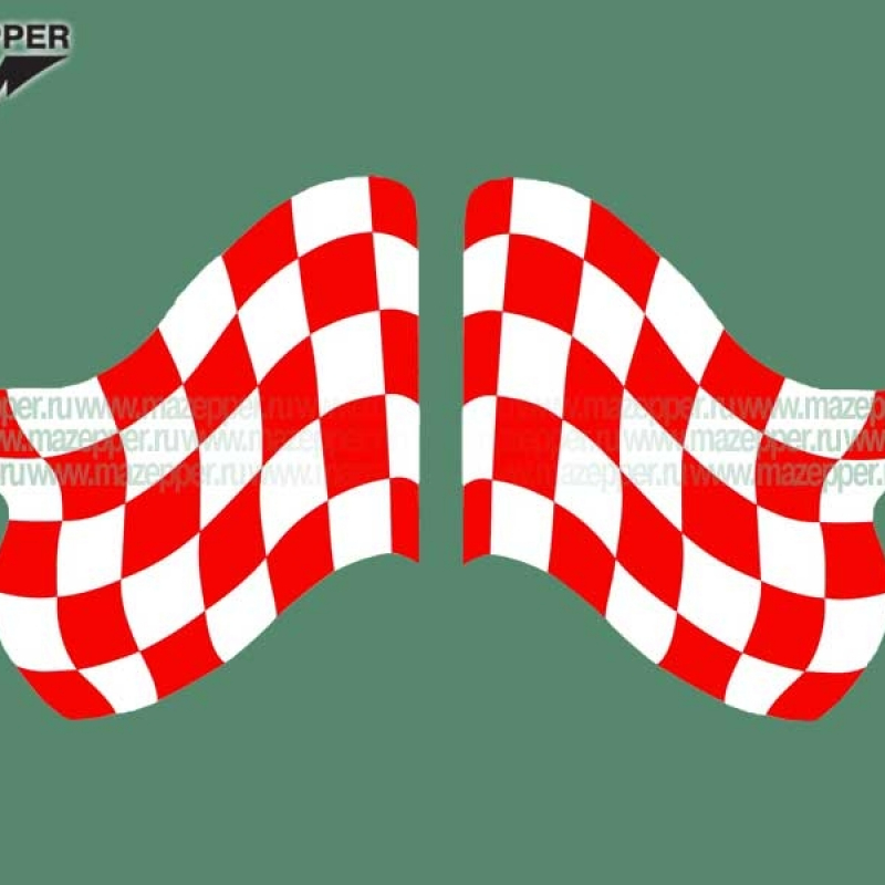 Наклейка "Флаг сигнальный" 110х95 мм. (красно-белый) правая Mazepper