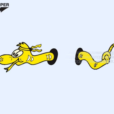 Наклейка "Червяк" 190х60 мм. (желтый) Mazepper