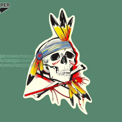 Наклейка "Череп индейца" 135х90 мм. Mazepper